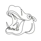 "One-Line Hippo Head Sketch: A Minimalist Approach to Iconic Wildlife Features"