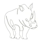 "One Line Wild Rhinoceros Drawing: Capturing Strength and Presence with Minimalist Art"