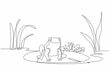 Simple One-Line Frog Drawing to Train Line Control and Creativity