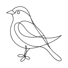 "Minimalist Sparrow Drawing: A Simple One Line Study of Shape and Proportion"