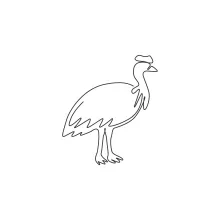 One Line Cute Cassowary Drawing: Learn Strong Bird Shapes in a Simple Way