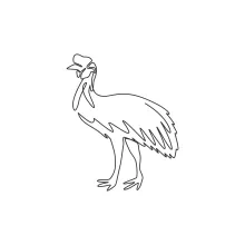 One Line Drawing of Endangered Cassowary: Practice Unique Bird Shapes for Awareness