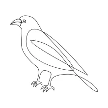 "Minimalist One Line Crow Drawing: Capturing a Clever and Observant Bird in Simple Art"