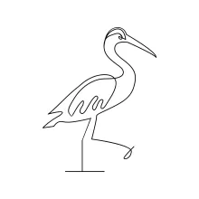 "One Line Heron Drawing: A Minimalist Approach to Wetland Majesty"