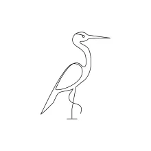 "Simplified Heron Bird Drawing: A Single-Line Approach to Minimalist Art"