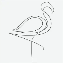 "Minimalist One-Line Flamingo Drawing: Capturing the Poise of a Tropical Bird"