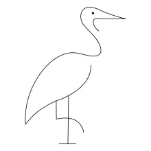 "Minimalist One-Line Standing Heron Drawing: Capturing Stillness and Precision in Simple Art"