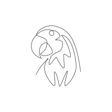"Minimalist One Line Parrot Head Drawing: Capturing Energy and Intelligence in Simple Art"