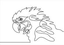 Easy One-Line Drawing of a Parrot Bird to Learn Curves and Features