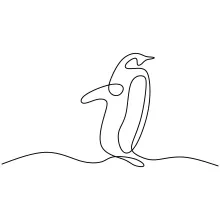 Easy One Line Drawing of a Penguin: Cold-Climate Bird for Simple Art Practice