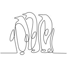 One Line Drawing of Penguins: Great for Practicing Group Shapes and Repetition