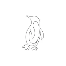 "Minimalist One Line Penguin Drawing: A Simple Approach to Their Iconic Shape"