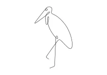 One Line Stork Drawing: Simple Animal Sketch for Learning Tall Bird Shapes