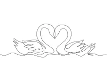 "One Line Drawing of Romantic Swan Couple: A Minimalist Symbol of Love"