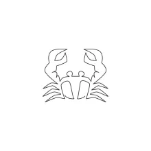 Little Crab with Big Claw One-Line Drawing to Develop Artistic Contrast and Focus