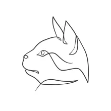 Cat Head in Simple Line Art – Learn Feline Features with One Continuous Line