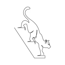 Simple Single Line Art of a Cat Going Down Stairs for Skill Building