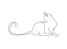 Beginner-Friendly One Line Drawing of a Cat with Simple Shapes
