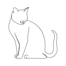 Easy Continuous One Line Drawing of a Kitten Resting for Beginners