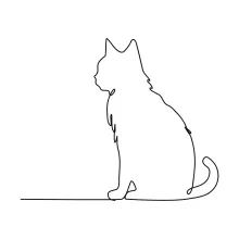 Gentle One Line Drawing of a Kitten Sitting to Develop Drawing Confidence