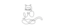 Clear One Line Drawing of a Cat Sitting Calmly for All Skill Levels