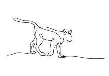 Easy Single Line Art of a Cat Walking to Learn Movement and Shape