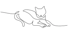 Gentle One Line Drawing of a Cat Lying on the Floor to Practice Relaxed Poses