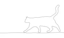 Simple One Line Art of a Cat Moving Forward to Practice Flow and Form