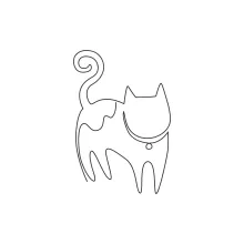 Simple One Line Drawing of a Kitten Playing to Develop Observation Skills