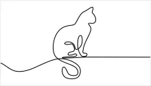 Beginner One Line Drawing of a Sitting Cat to Learn Basic Form