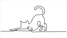 One Line Drawing of a Sitting Cat for Practicing Proportion and Balance