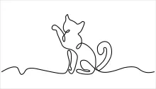 Calm Cat Sitting One Line Drawing for Gentle Drawing Skill Practice