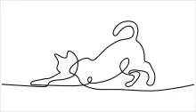 Easy One Line Cat Drawing in Sitting Pose to Strengthen Observation Skills