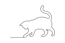 Basic One Line Cat Outline Drawing to Explore Animal Art Techniques