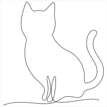 Sitting Cat  Line Drawing – Learn Posture and Balance through Minimalist Art