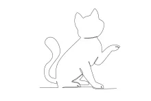 One Line Drawing of Sitting Cat with Raised Leg: Fun and Easy for All Skill Levels