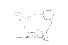 Standing Cat Drawing in One Line: Learn Animal Balance and Form with Simple Art