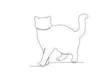 Standing Cat Near House in One Line: Easy Drawing for Everyday Animal Scenes