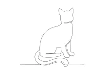 Sitting Cat in One Line Drawing: Learn Calm Animal Shapes Through Simple Practice