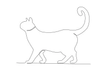 One Line Drawing of Cat Looking Up: Practice Perspective with Easy Drawing Style