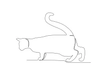 Cat Standing with Tail Up in One Line: Practice Animal Poses with Confidence