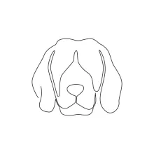"Minimalist Beagle Head Sketch: Capturing Expression and Character in One Line Art"