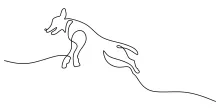 "One Line Jumping Big Dog Illustration: Capturing Motion and Energy with Minimalist Techniques"