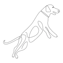 "Minimalist Dog Drawing: A One-Line Study of Recognizable and Affectionate Pet Forms"