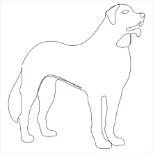 "Minimalist Dog Drawing: A One-Line Study of Iconic and Recognizable Pet Figures"