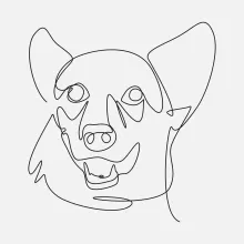 "One-Line Dog Head Sketch: Capturing a Pet’s Unique Expression with Simplicity"