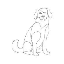 Full Dog Drawing in One Line: Great for Practicing Pet Proportions