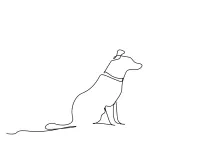 One-Line Sitting Dog Drawing: A Calm Pose for Line Control Practice