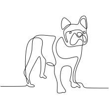 "One Line Standing Dog Sketch: Depicting Strength and Confidence with Minimalist Techniques"