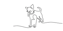 "Minimalist Playful Dog Illustration: Depicting Personality and Fun with One Line Art"